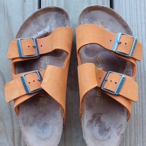 Birkenstock Arizona Sandals Orange  Nubuck Leather US 7.5 - 8 - EU 38